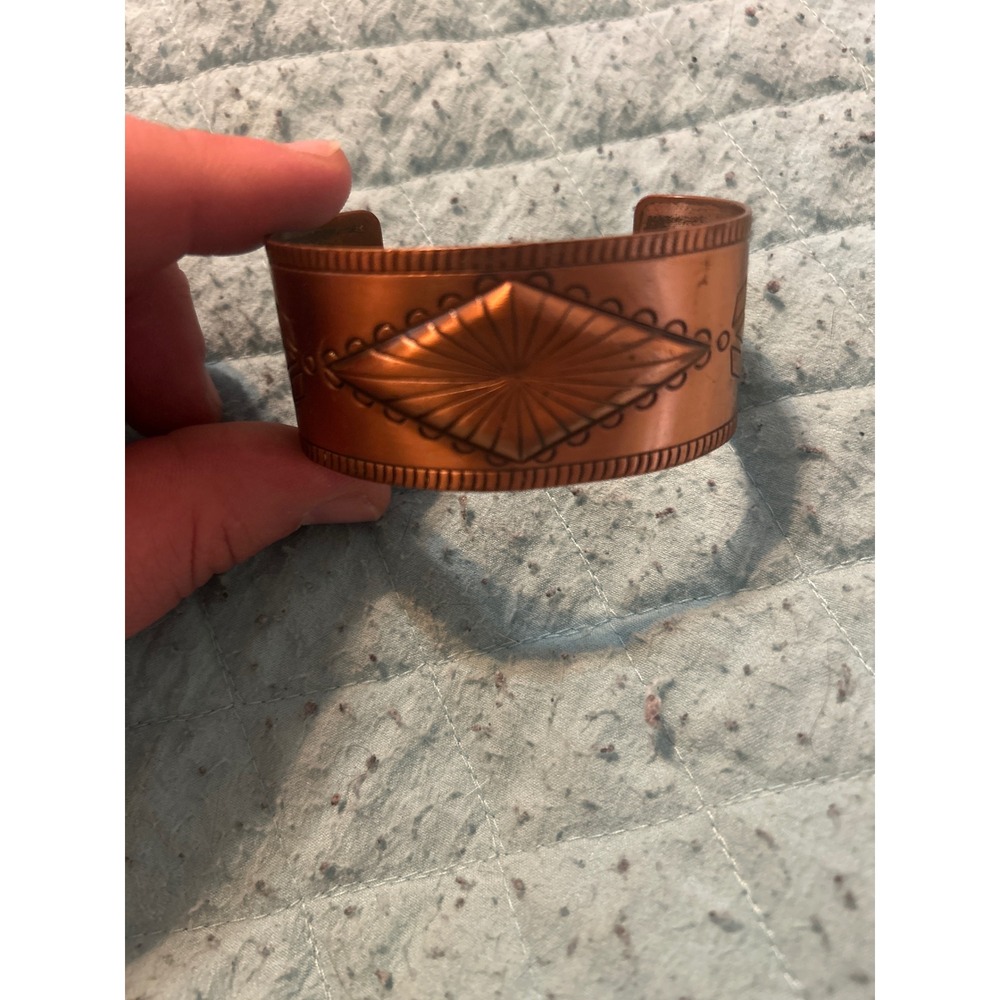 Vintage Bell Trading Post Solid Copper Cuff Bracelet Southwestern Sunburst Wide‎